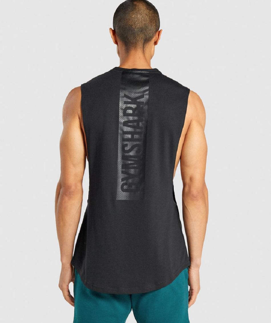 Podkoszulki Męskie Gymshark Bold Drop Arm Czarne | PL 4012CTV